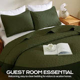 JYHOPE Olive Green Twin Quilt Set 68x90 Lightweight Microfabric Bedspread, 3-Piece Quilt Bedding with Pillow Shams, Summer Cooling Quilts, Ribbon Wrapped Gift JYHOPE