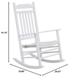 BplusZ KD-30W Wood Rocking Chair Porch Rocker Classic Outdoor White BplusZ