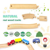 60Pcs Train Set for 3 Year Old Boys, Double-Side Wooden Train Set Tracks for Toddlers, Fits Brio, Thomas, Melissa and Doug, Kids Wood Train Toys for 3 4 5 Year Old Boys and Girls (Yellow) KIDS TOYLAND