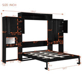 Merax Murphy Bed with Desk, Vanity and Cabinets, Queen Size, Espresso Merax