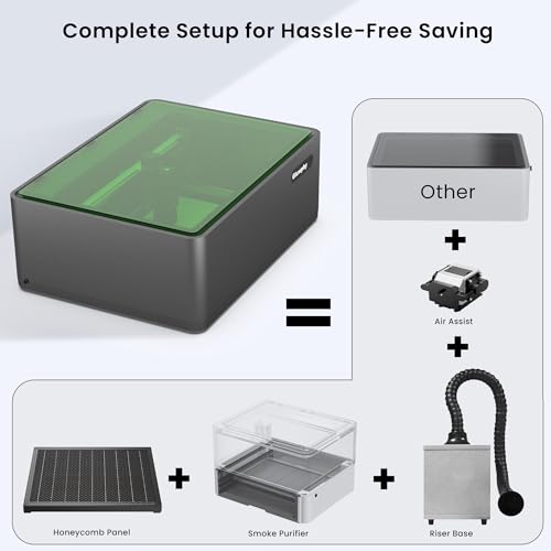 Gluwphy Class 1 Laser Engraver 5000mV(5W) Enclosed Laser Engraving Machine with Turbo Fan Filtering Laser Cutter for Wood, Metal, Acrylic, Leather, Black Gluwphy