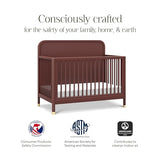 Namesake Brimsley Tambour 4-in-1 Convertible Crib in Crimson, GREENGUARD Gold Certified NAMESAKE