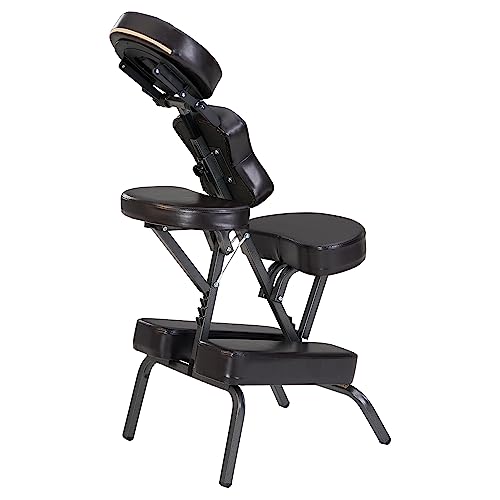 Master Massage Bedford Full Body Portable Massage Chair – Lightweight Folding Tattoo & Salon Chair with Adjustable Height, Face Cradle, Carrying Case (Coffee) Master Massage Equipment