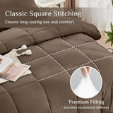 JOLLYVOGUE Queen Comforter Set, Ultra-Soft Bed in a Bag Queen Size 7 Pieces, Oeko-TEX Certified Bedding Set with Down Alternative Comforter, Sheets, Pillowcases & Shams, Brown JOLLYVOGUE