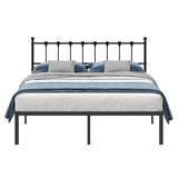 Kujielan Queen Size Bed Frame with Modern Headboard, Metal Platform Bed Base with Strong Support, No Box Spring Needed, Easy Assembly, Noise Free，Black Kujielan