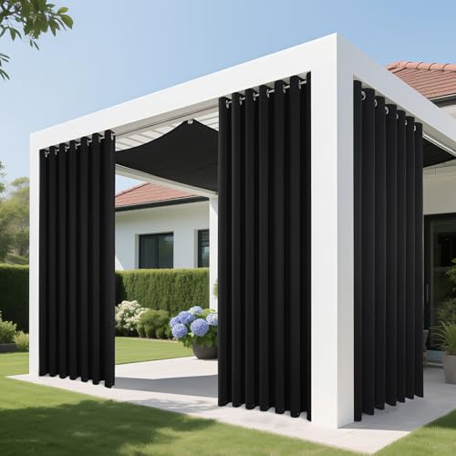 Joydeco Blackout Patio Sliding Door Curtains 84 Inches Long, Grommet Privacy Room Divider Curtains, Extra Wide Thermal Blackout Drapes for Bedroom Living Room (Black, 100Wx84L, 1 Panel) Joydeco