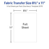 Avery Printable Heat Transfer Paper for Dark Fabrics, 8.5" x 11", Inkjet Printer Compatible, 5 Sheets of Iron On Transfer Paper, Great for Custom Shirts, Uniforms, Gifts, and More (3279) AVERY