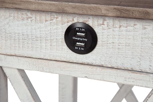 Signature Design by Ashley Adalane Modern Farmhouse Accent End Table, Whitewash Signature Design by Ashley