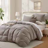 100% Cotton Duvet Cover Full Size, Mauve Brown Linen-Like Natural Bedding Set with Zipper Closure (No Comforter), Full Size, Duvet Cover (80"x90") x 1, Pillowsham(20"x26") x 2 LOVQUE