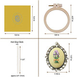 ZOCONE 4 Packs Embroidery Necklace Kits, Embroidery Pendant Kit Mini Cross Stitch Kit with Hoop, Necklace, Pendant, Stamped Pattern Cloth, Instructions, etc., Embroidery Kits for Adults
