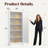 SteeLoong Kitchen Pantry Cabinet,75" Metal Storage Cabinet with Doors and 4 Adjustable Shelves,White Tall Locker Organizer Steel Garage Cabinets for Tool,File Cabinet for Office,Kitchen,Garage,School SteeLoong