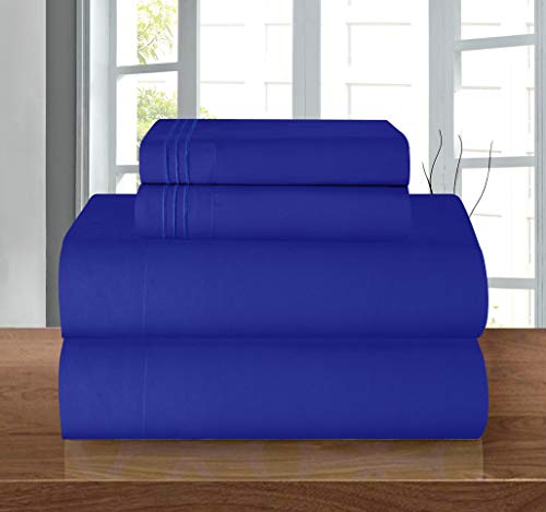 Elegant Comfort Luxury 1500 Premium Hotel Quality Microfiber 4-Piece Sheet Set - Wrinkle Resistant, All Around Elastic Fitted Sheet, Deep Pocket up to 16", Full, Royal Blue Elegant Comfort
