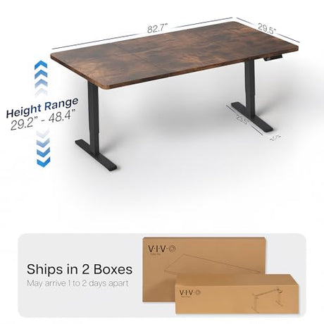 VIVO Large Electric 83 x 30 in Standing Desk, Memory Height Adjustment, 1B Series, Holds 220 lbs, Rustic Vintage Brown Top Black Frame, DESK-KIT-1B8N VIVO