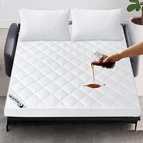 Waterproof Sofa Bed Mattress Protector Pad, Absorbent Queen Sleeper Sofa Mattress Topper Cover Quilted, Fitted Mattress Protector, 60" x72", White Moonsea