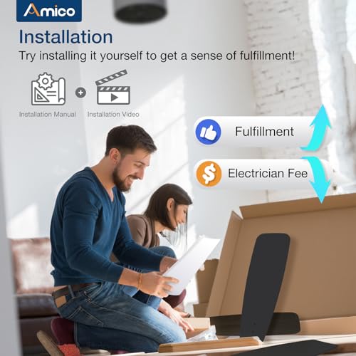 Amico Ceiling Fans with Lights, 44 inch Ceiling Fan with Light and Remote Control, Reversible, 3CCT, Dimmable, Noiseless, Small Black Ceiling Fan for Bedroom, Indoor/Outdoor Use Amico