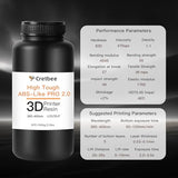 Cretbee 3D Printer Resin, ABS-Like Pro 2 Flexible 3D Printing Resin, Enhanced Strength and Toughness 405nm Low Odor Photopolymer Resin for DLP/LCD 3D Printers (Black, 1000g)
