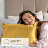 Pure Bedding Satin Pillowcase 2 Pack - King Size (20"x40", Gold) - Silky Pillow Cases for Hair and Skin - Satin Pillow Covers with Envelope Closure - Extra Soft Premium Microfiber Pure Bedding