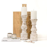 Kurrajong Farmhouse Candle Holders - Boho Set of 2 Tall Candle Stands | Decorative Wood Candle Holders | 10" and 12" high | White Washed Candle Holders for Pillar Candles Kurrajong Farmhouse