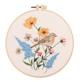 Meecaa Bird Flower Animal Embroidery Kit Starter Set, Hand Embroidery Set,Pattern Printed Cross Stitch Set for Beginner Adults, with Embroidery Hoop and Instructions (Bird 1)