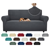 ZNSAYOTX Super Stretch Couch Cover (72"-92") Universal Sofa Covers with Elastic Bottom, Dog Cat Pets Friendly Washable Furniture Protector Fitted Sofa Slipcovers Stay in Place (Dark Grey, Sofa) ZNSAYOTX