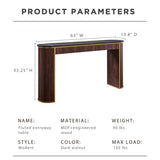 OKD Modern Fluted Console Table, 63" Long Narrow Entryway & Sofa Tables for Hallway, Tall Accent Table Behind Couch for Foyer Living Room, Dark Walnut OKD