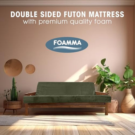 Foamma Memory Foam Futon Mattress, Double-Sided Foldout Couch Futon Mattress - Queen (Deep Forest) - Comfortable and Heavy Duty Sofa Bed, Thick Corded Cushion for All (Frame NOT Included) Foamma