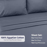 California Design Den Certified 100% Egyptian Cotton California King Sheets Set - Lightweight Percale Cal King Sheet Set with Deep Pockets, Crisp & Durable Luxury Bedding - Mineral Blue California Design Den