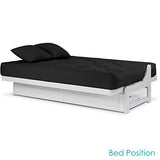 Nirvana Futons Arden White Futon with Storage Drawers Full or Queen Size - Space Saving Armless Design with Comfortable Mattress (Twill Black), Sofa Bed Available in Nirvana Futons
