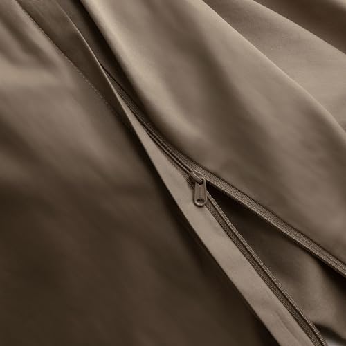 MooMee Duvet Cover Set 100% Extra Long Staple Cotton 600 Thread Count Silky Sateen Smooth Luxury Soft Breathable Durable Hotel Quality Bedding, 3 Pieces (Mocha Brown, Queen 90"x90") MooMee