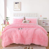 Smoofy Fluffy Queen Comforter Set, Faux Fur Pink Comforter Set Queen Size, Luxury Fuzzy Bedding Set, Soft Shaggy Bed Set Pink for All Season, 3 Pieces - 1 Comforter & 2 Pillowcases Smoofy