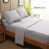 SONORO KATE Bed Sheet Set Super Soft Microfiber 1800 Thread Count Luxury Egyptian Sheets 18-Inch Deep Pocket Wrinkle and Hypoallergenic-4 Piece(King Grey) SONORO KATE