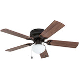 Prominence Home Alvina, 42 Inch Traditional Flush Mount Indoor LED Ceiling Fan with Light, Pull Chain, Dual Finish Blades, Reversible Motor - 50860-01 (Bronze) Prominence Home