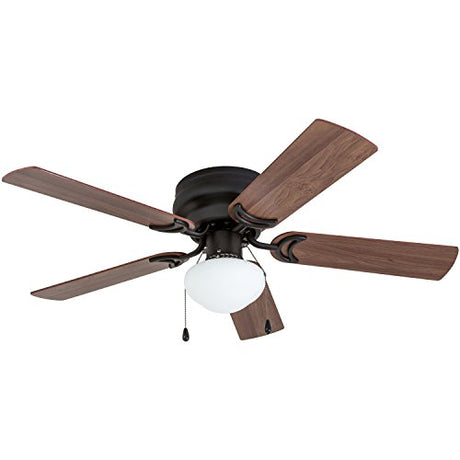 Prominence Home Alvina, 42 Inch Traditional Flush Mount Indoor LED Ceiling Fan with Light, Pull Chain, Dual Finish Blades, Reversible Motor - 50860-01 (Bronze) Prominence Home