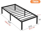 Hafenpo 18 Inch Twin Bed Frame - Sturdy Metal Platform Twin Size, No Box Spring Needed, Heavy Duty, Easy Assembly, Strong Bearing Capacity, Under Bed Storage, Black Hafenpo