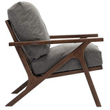 Wahson Mid Century Chair, Upholstered Accent Armchair, with Wood Frame and Canvas Cushions, Leisure Slipper Chair for Living Room/Bedroom, Grey Wahson