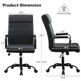 BOWTHY Office Desk Chair,Modern Conference Room Chairs,High Back Ergonomic Home ofiice Chair,Adjustable Height Swivel Executive Computer Chair with Padded Seat and Armrest (Pure Black) BOWTHY