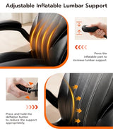 Office Desk Chair, Ergonomic Computer Chair with Padded Flip-Up Arms and Adjustable Lumbar Support, PU Leather Executive Chair with Tilt Lock and 360° Swivel Rolling Wheels for Work, Study Ylzyxal