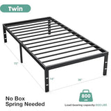 Sweetcrispy Twin Bed Frame - Heavy Duty Metal Platform Bed Frames Twin Size with Storage Space Under Frame, No Box Spring Needed, 14 Inches, Sturdy Steel Slat Support Sweetcrispy