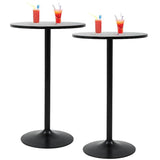 Round Bar Table 2 Set 40" Height Modern Pub Table with Solid Top and Sturdy Metal Base, High Top Table for Kitchen, Dining Room, Bistro, Cocktail, Black Dopinmin