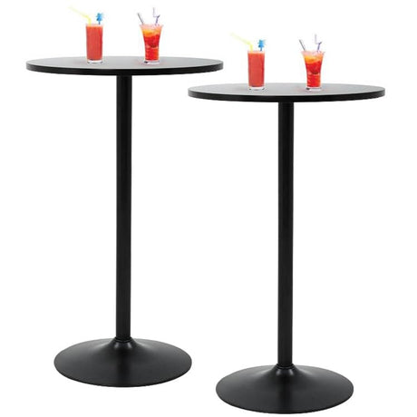 Round Bar Table 2 Set 40" Height Modern Pub Table with Solid Top and Sturdy Metal Base, High Top Table for Kitchen, Dining Room, Bistro, Cocktail, Black Dopinmin