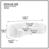 ERYE Modern 5 Seats Curved Sofa Oversized Teddy Fleece Boucle Sofa&Couch, Beautiful Freestanding Half-Moon Sofa Comfy Leisure Couch with 4 Big Pillows for Home Office Apartment Living Room ERYE