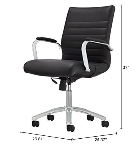 Realspace® Modern Comfort Series Winsley Bonded Leather Mid-Back Chair, Black Realspace