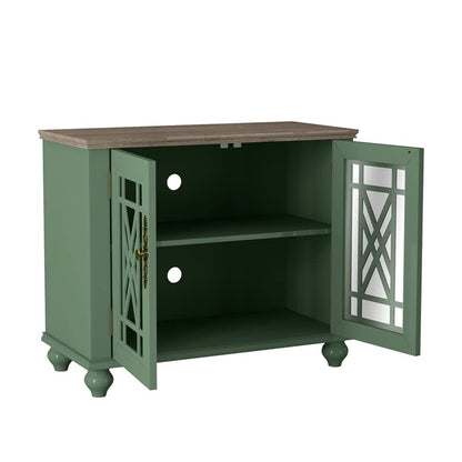 LIVILAND 38" Vintage Style Wood Kitchen Accent Buffet Sideboard Cabinet - Green - WoodArtSupply