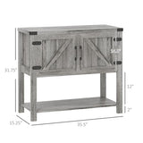 HOMCOM Farmhouse Double Door Coffee Bar Cabinet, Console Table, Sideboard Buffet Cabinet with Bottom Shelf for Entryway, Living Room, Stone Gray HOMCOM