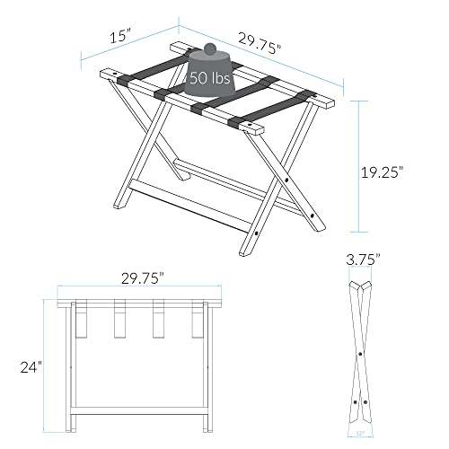 Casual Home Heavy Duty 30" Extra-Wide Luggage Rack, solid wood - WoodArtSupply