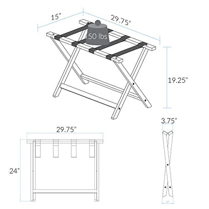 Casual Home Heavy Duty 30" Extra-Wide Luggage Rack, solid wood - WoodArtSupply