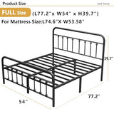 Vengarus Metal Bed Frame,Full Size Bed Frame with Headboard,Structurally Stable, Heavy Duty Steel Slat Supported,Under Bed Storage,No Box Spring Needed,14 Inch,Black Vengarus