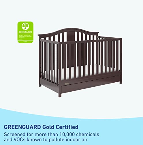 Graco Solano 4-in-1 Convertible Crib with Drawer (Espresso) – GREENGUARD Gold Certified, Crib with Drawer Combo, Includes Full-Size Nursery Storage - WoodArtSupply