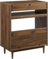 Crosley Furniture Liam Turntable Record Player Stand with Storage for Vinyl Records, Mid Century Modern, Walnut Crosley Furniture