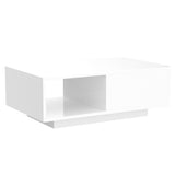 COSVALVE Modern White LED Coffee Tables for Living Room with Drawer & 16-Color LED Lights, Rectangle Living Room Sofa Table with Ample Storage Space(23.6" D x 43.3" W x 15.7" H) COSVALVE